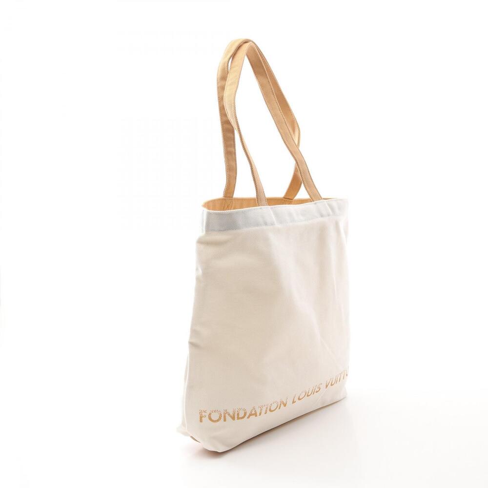 Louis Vuitton Fondation Tote Bag Canvas White Brown